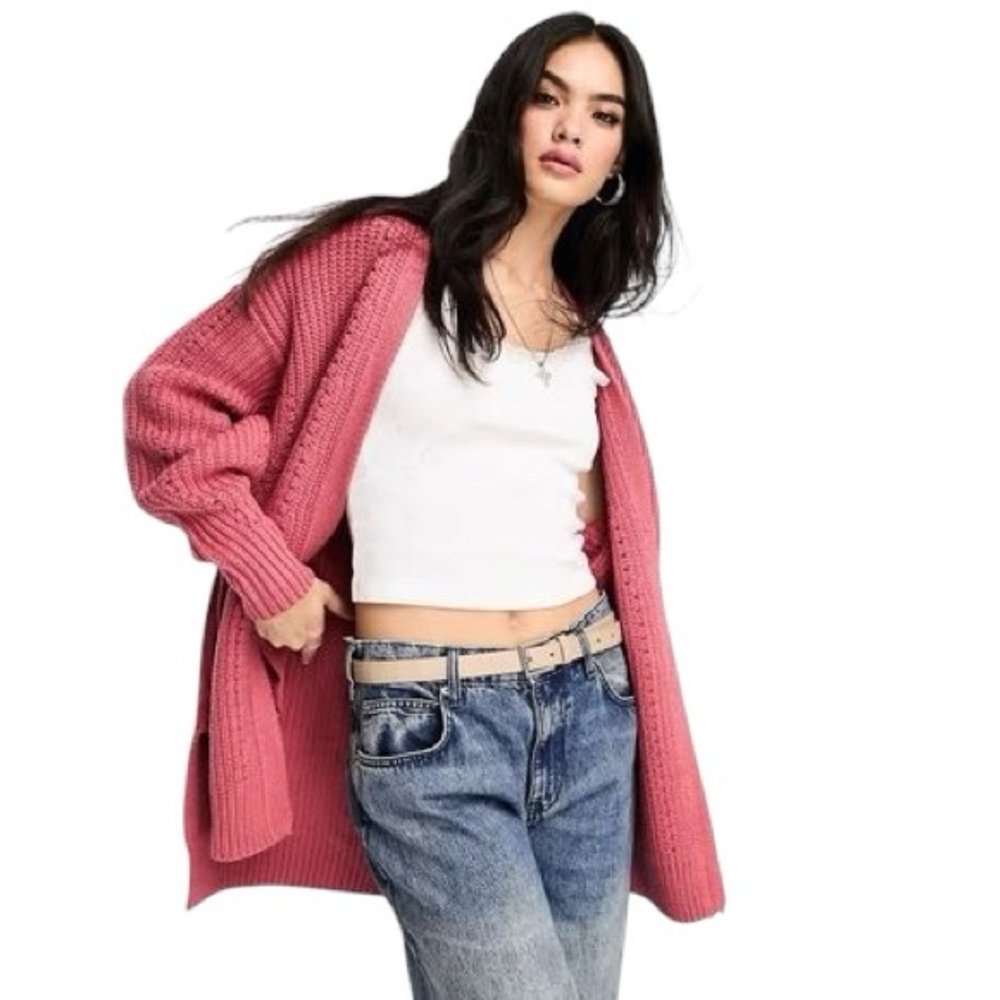 FREE PEOPLE Nightingale Cardigan in Rosette (blush pink) oversized sweater Small - Picture 1 of 10